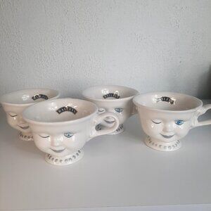 SET OF 4 VTG 1996 Baileys Winking Face Blue Eye Cup, Los Angeles Youth Network